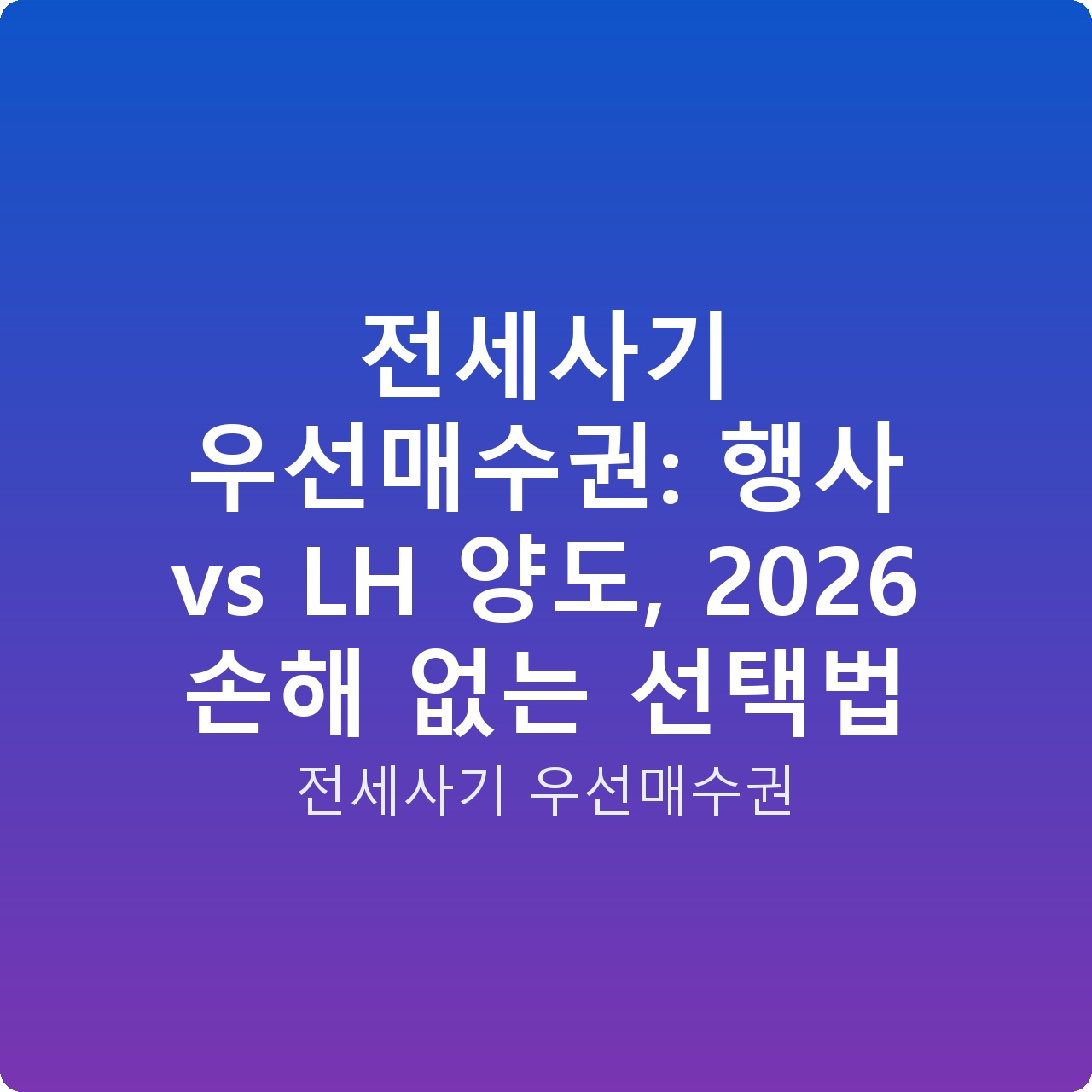 전세사기 우선매수권: 행사 vs LH 양도, 2026 손해 없는 선택법