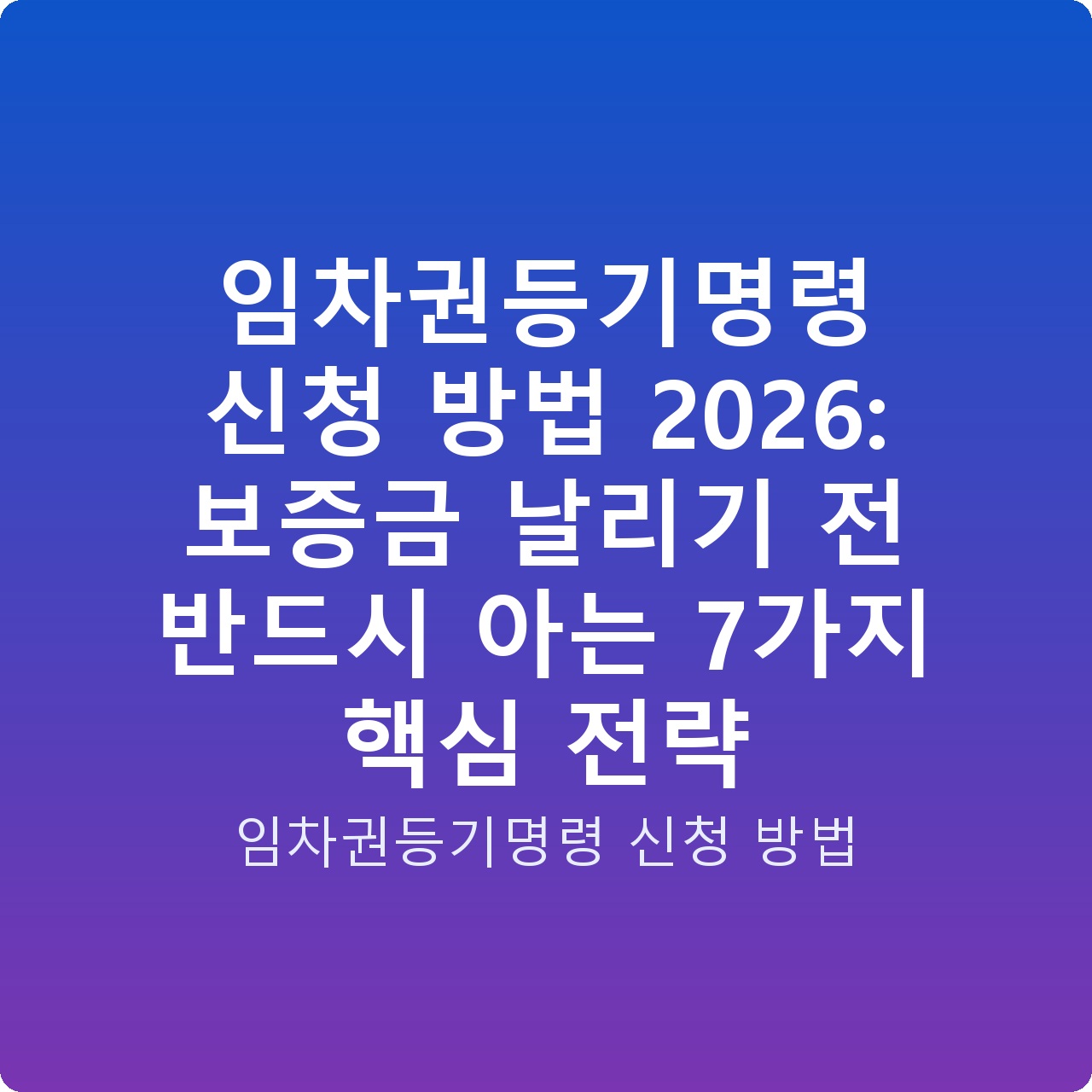 임차권등기명령 신청 방법 2026: 보증금 날리기 전 반드시 아는 7가지 핵심 전략
