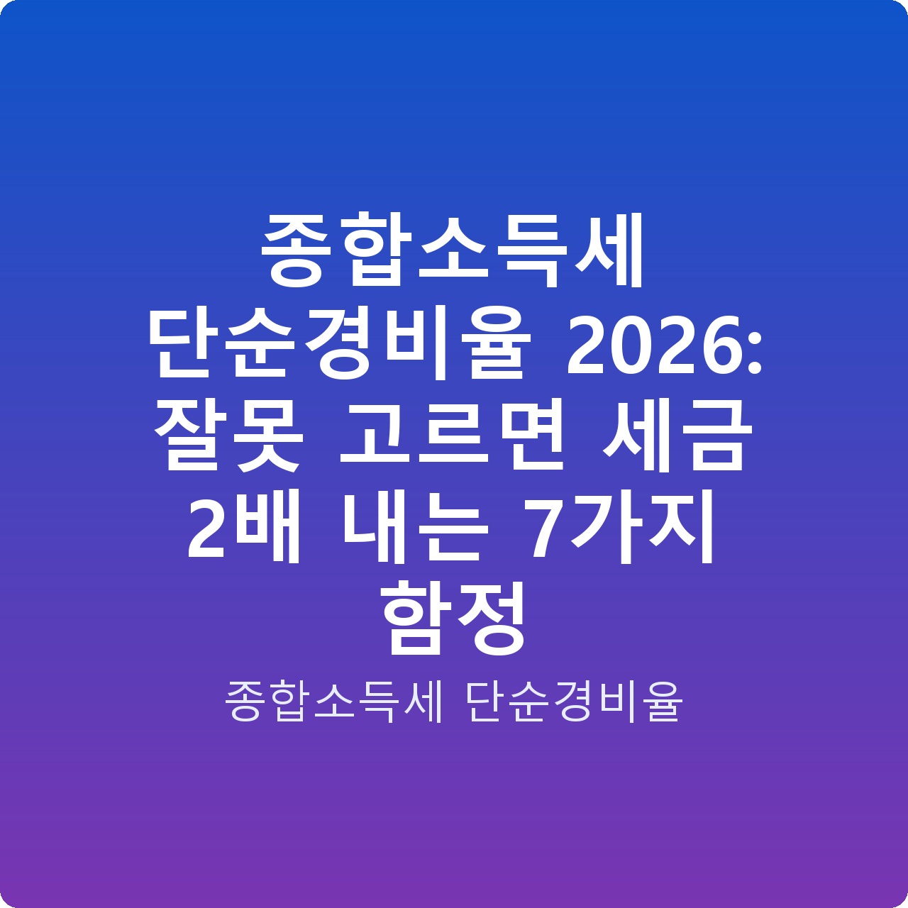 종합소득세 단순경비율 2026: 잘못 고르면 세금 2배 내는 7가지 함정