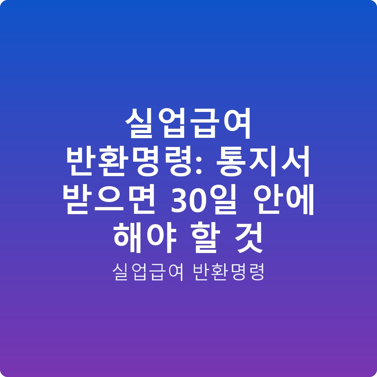 실업급여 반환명령: 통지서 받으면 30일 안에 해야 할 것