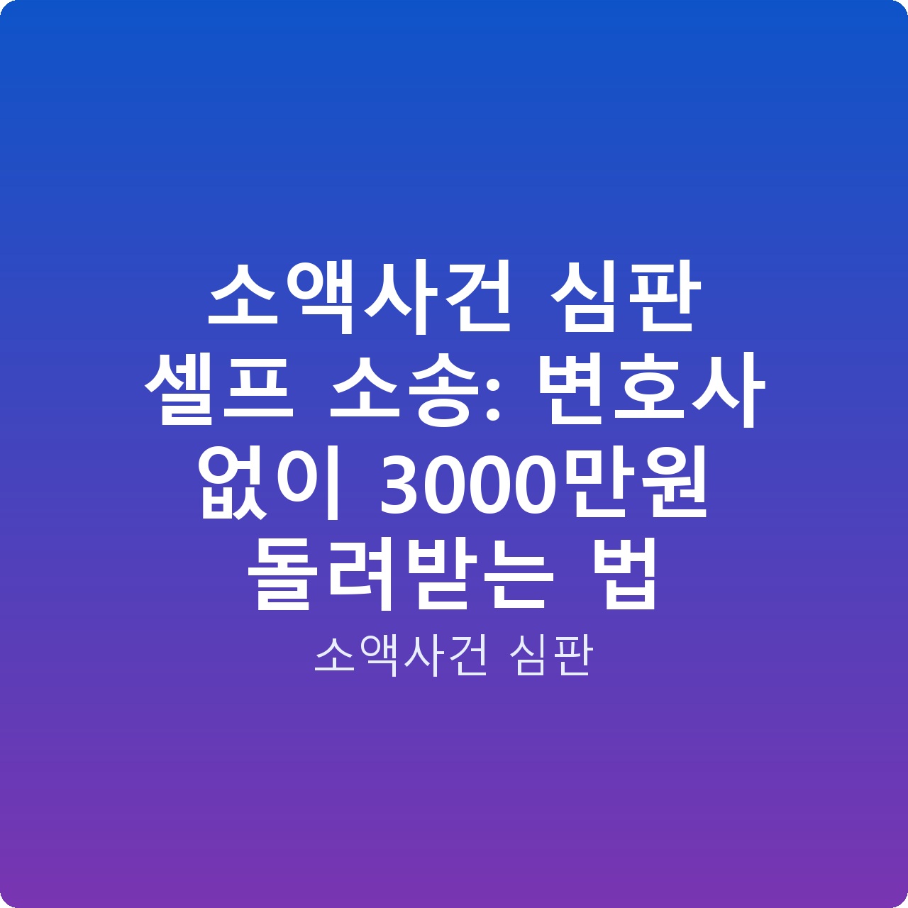 소액사건 심판 셀프 소송: 변호사 없이 3000만원 돌려받는 법