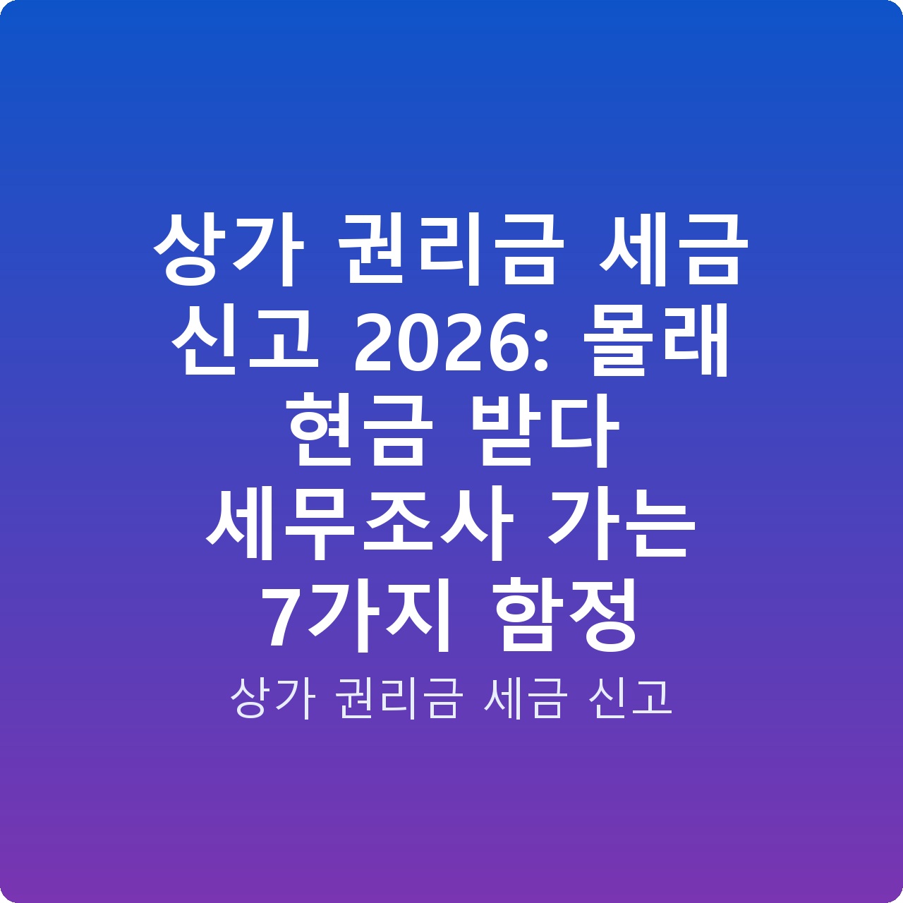 상가 권리금 세금 신고 2026: 몰래 현금 받다 세무조사 가는 7가지 함정