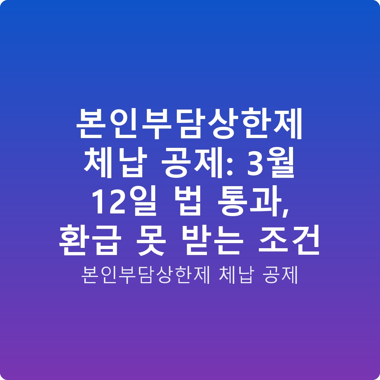 본인부담상한제 체납 공제: 3월 12일 법 통과, 환급 못 받는 조건