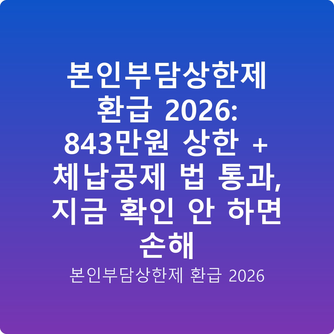 본인부담상한제 환급 2026: 843만원 상한 + 체납공제 법 통과, 지금 확인 안 하면 손해