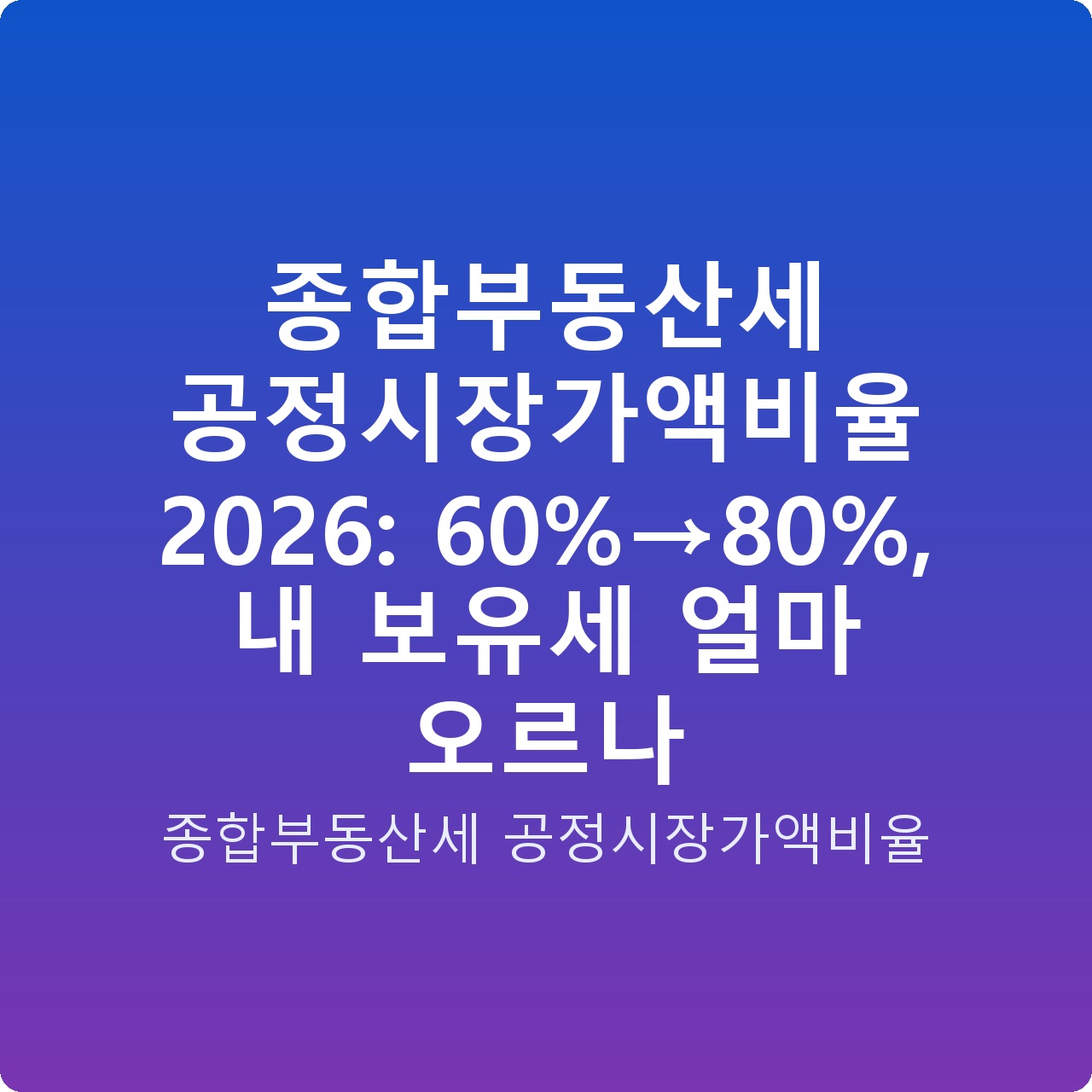 종합부동산세 공정시장가액비율 2026: 60%→80%, 내 보유세 얼마 오르나