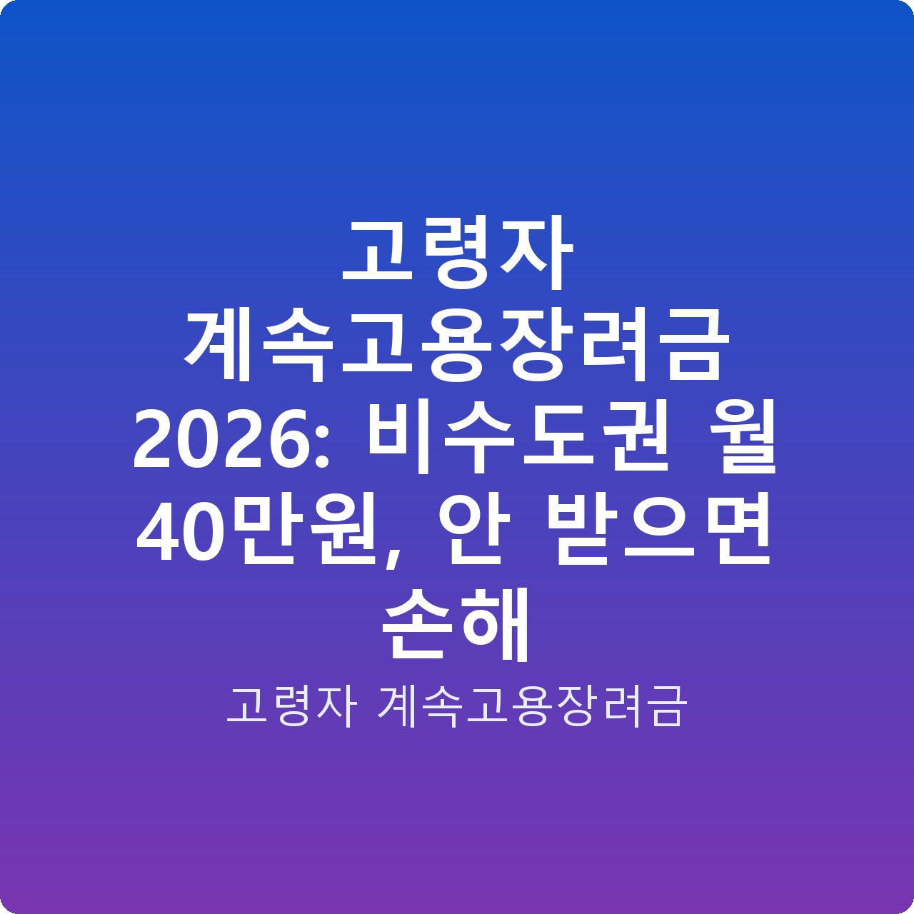고령자 계속고용장려금 2026: 비수도권 월 40만원, 안 받으면 손해