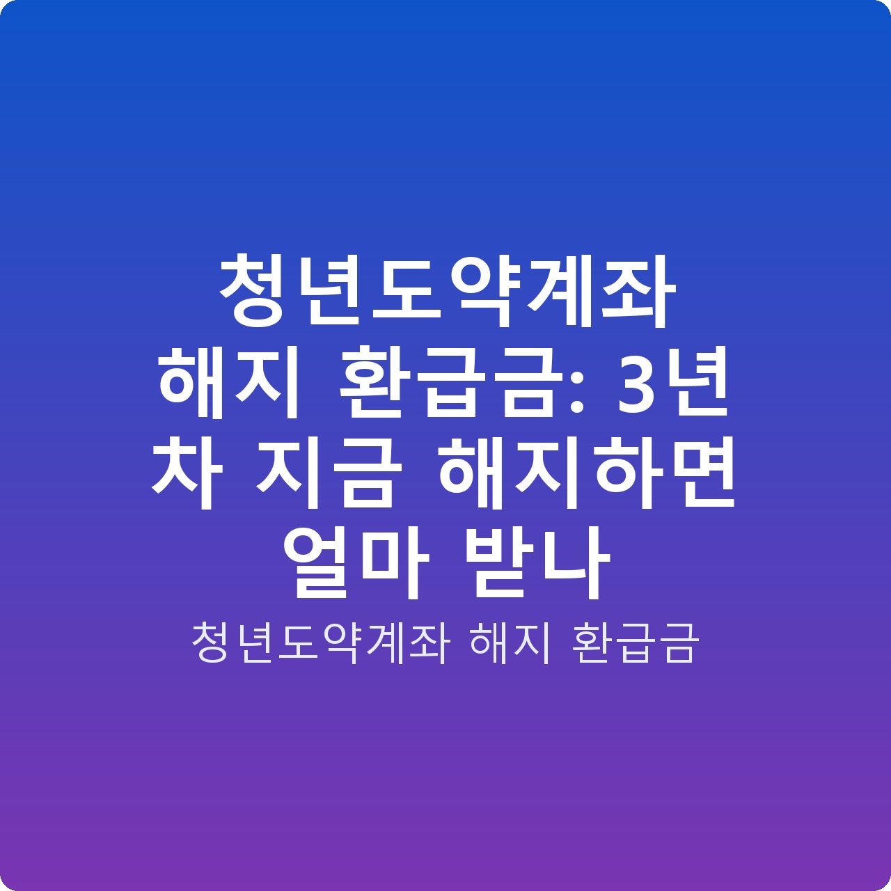 청년도약계좌 해지 환급금: 3년 차 지금 해지하면 얼마 받나 청년도약계좌 해지 환급금: 3년 차 지금 해지하면 얼마 받나