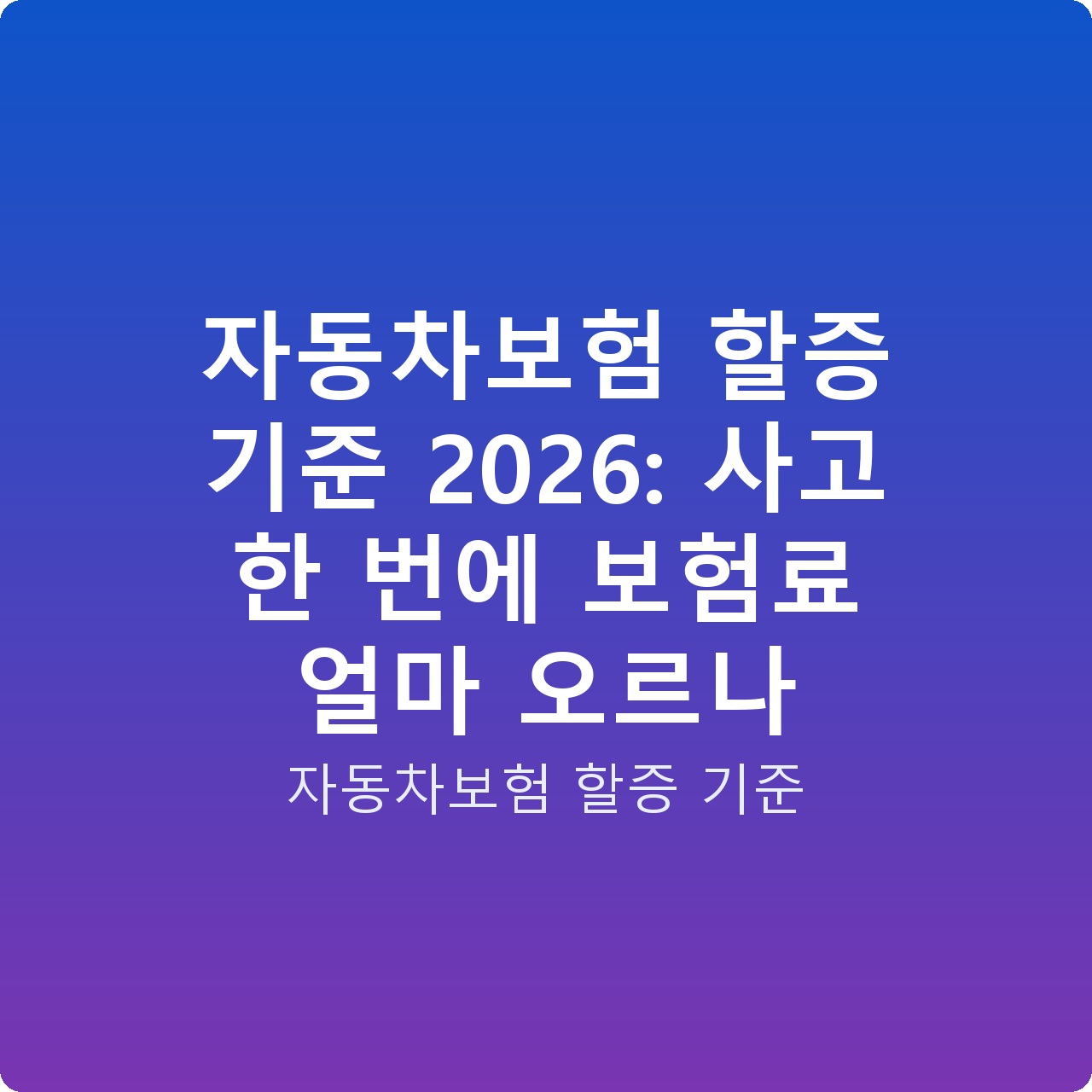 자동차보험 할증 기준 2026: 사고 한 번에 보험료 얼마 오르나