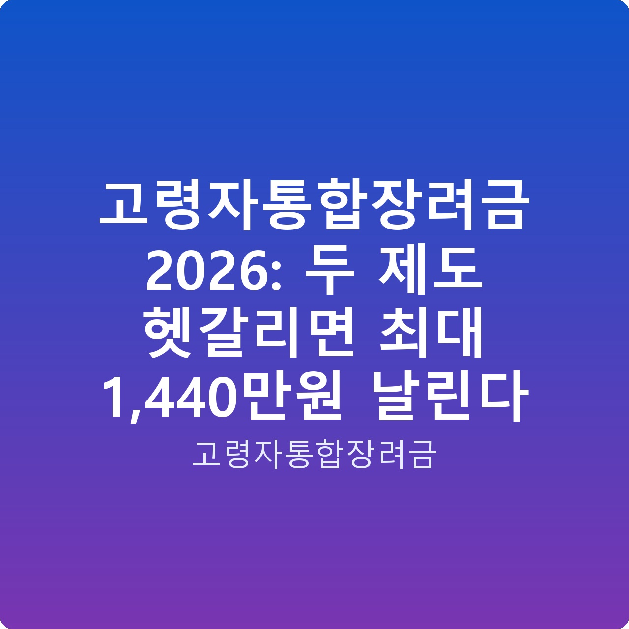 고령자통합장려금 2026: 두 제도 헷갈리면 최대 1,440만원 날린다