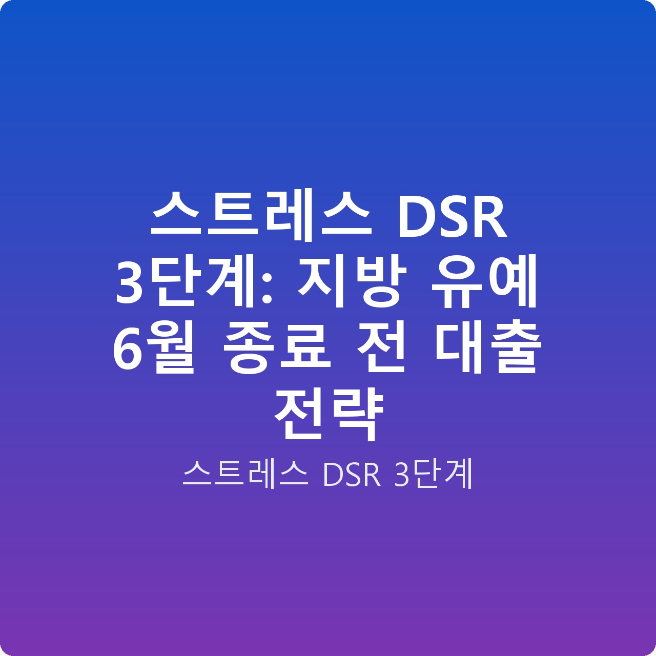 스트레스 DSR 3단계: 지방 유예 6월 종료 전 대출 전략