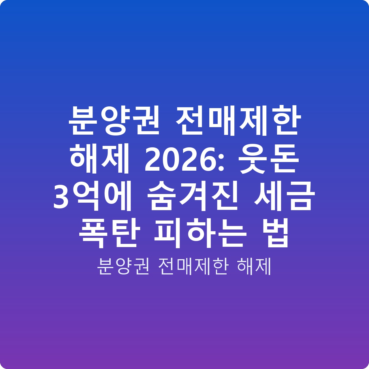 분양권 전매제한 해제 2026: 웃돈 3억에 숨겨진 세금 폭탄 피하는 법