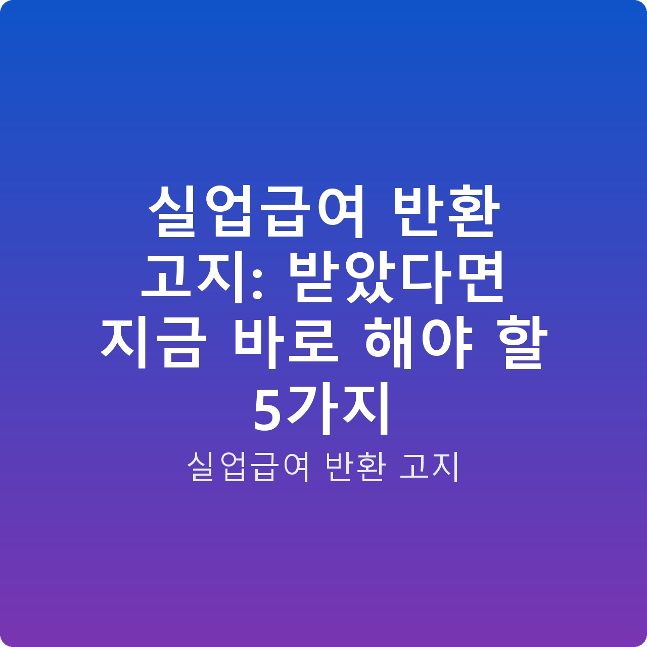 실업급여 반환 고지: 받았다면 지금 바로 해야 할 5가지