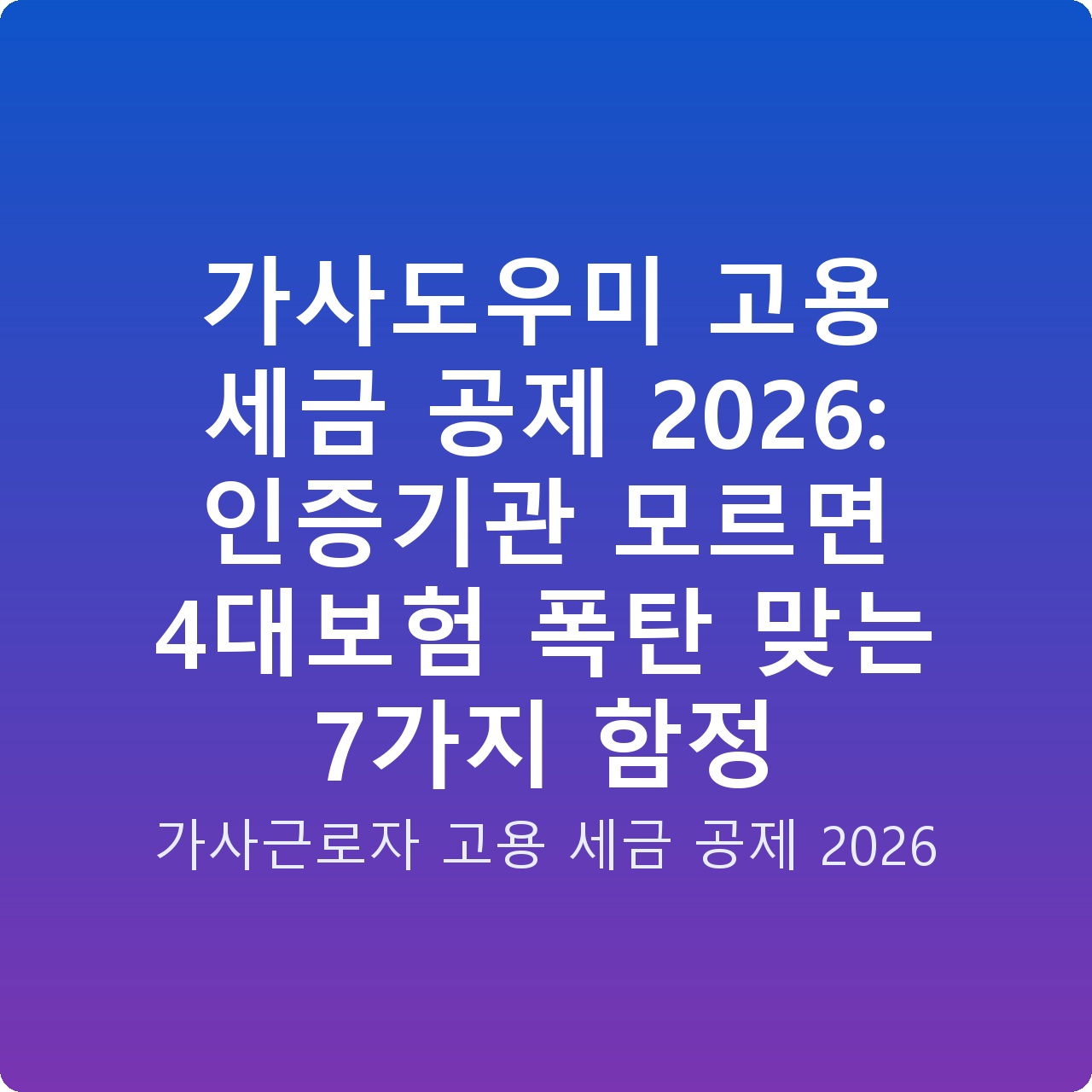 가사도우미 고용 세금 공제 2026: 인증기관 모르면 4대보험 폭탄 맞는 7가지 함정