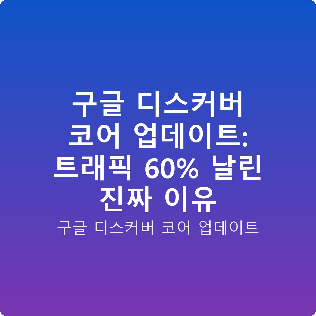 구글 디스커버 코어 업데이트: 트래픽 60% 날린 진짜 이유