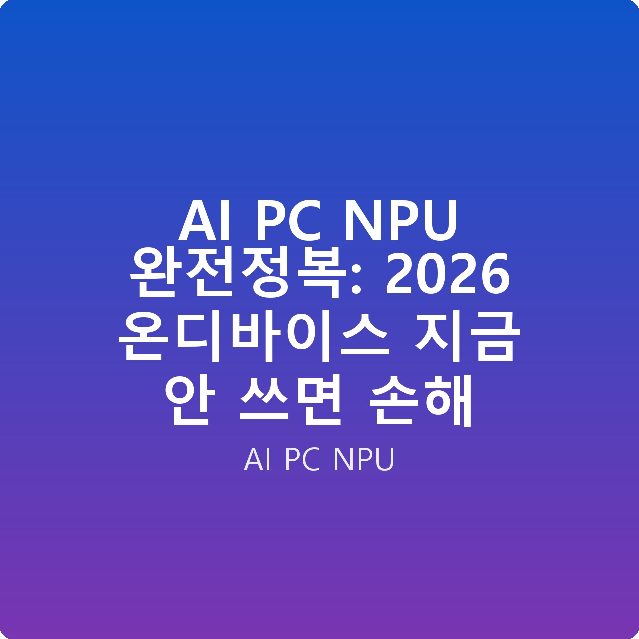AI PC NPU 완전정복: 2026 온디바이스 지금 안 쓰면 손해