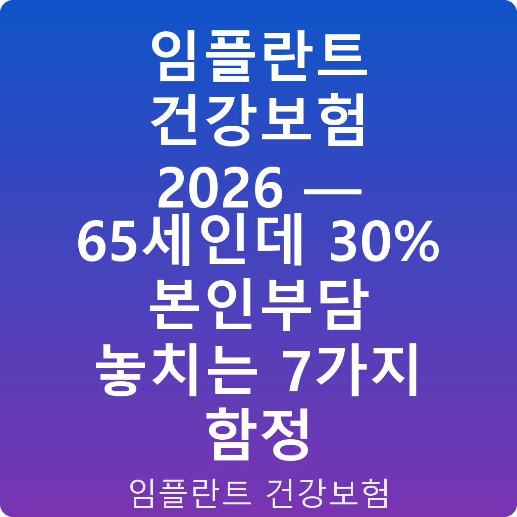 임플란트 건강보험 2026 — 65세인데 30% 본인부담 놓치는 7가지 함정