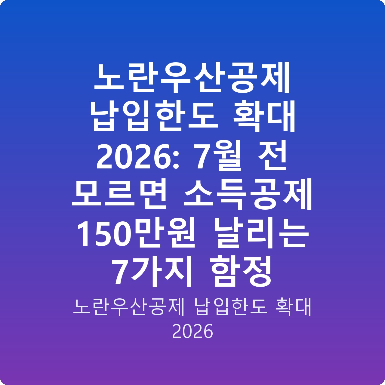 노란우산공제 납입한도 확대 2026: 7월 전 모르면 소득공제 150만원 날리는 7가지 함정
