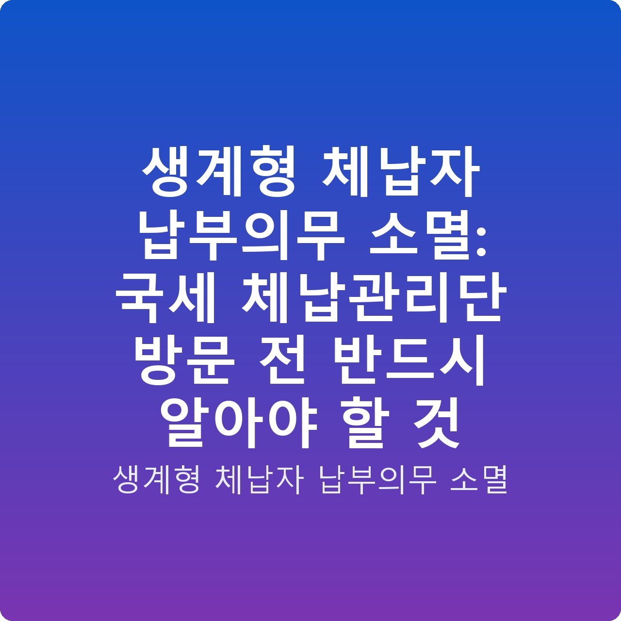 생계형 체납자 납부의무 소멸: 국세 체납관리단 방문 전 반드시 알아야 할 것