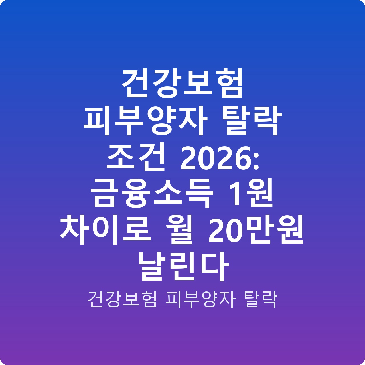 건강보험 피부양자 탈락 조건 2026: 금융소득 1원 차이로 월 20만원 날린다
