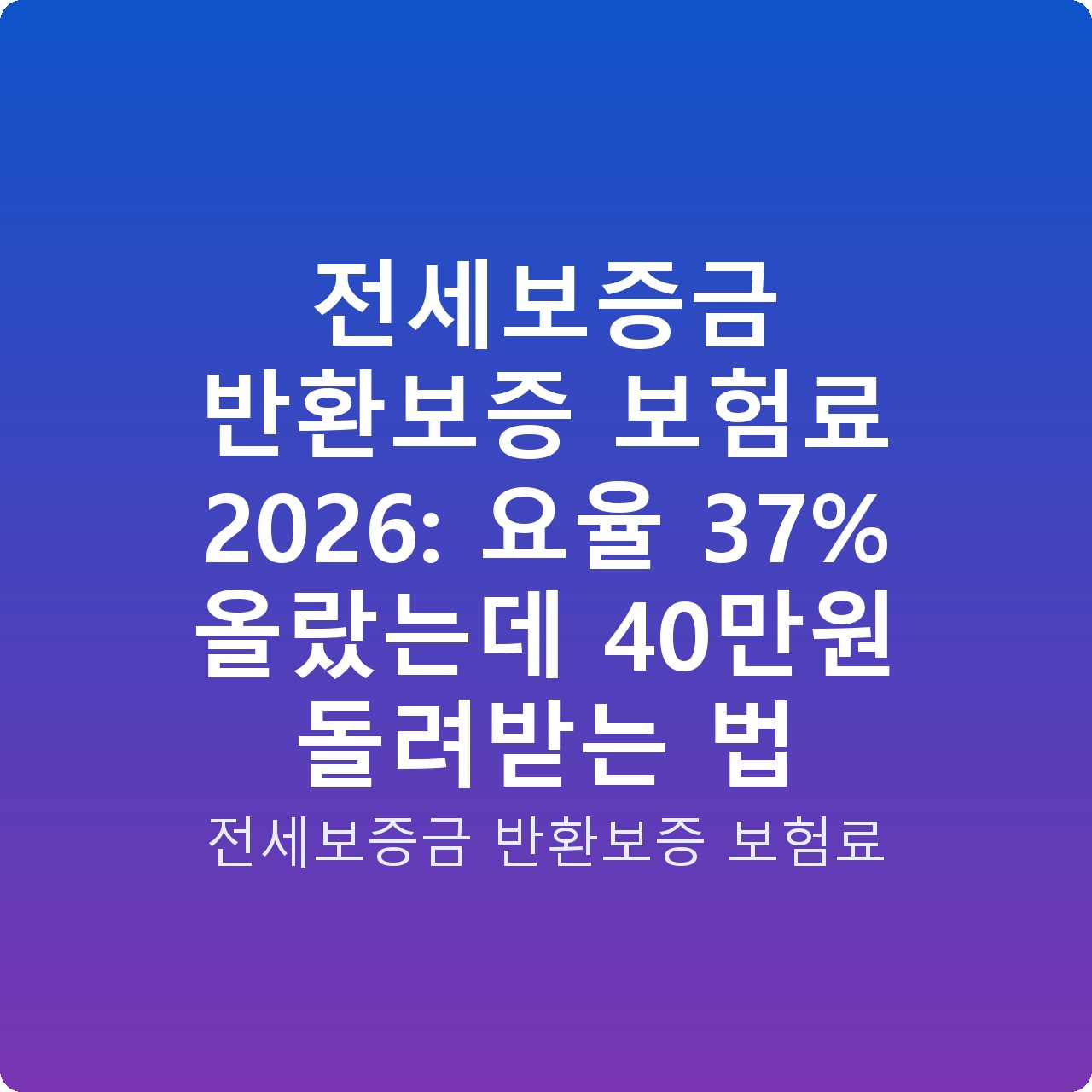 전세보증금 반환보증 보험료 2026: 요율 37% 올랐는데 40만원 돌려받는 법