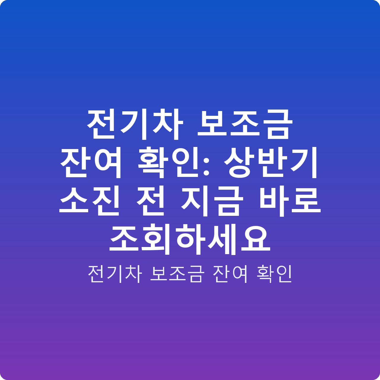 전기차 보조금 잔여 확인: 상반기 소진 전 지금 바로 조회하세요