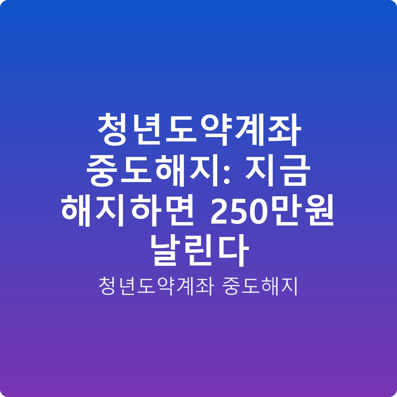 청년도약계좌 중도해지: 지금 해지하면 250만원 날린다