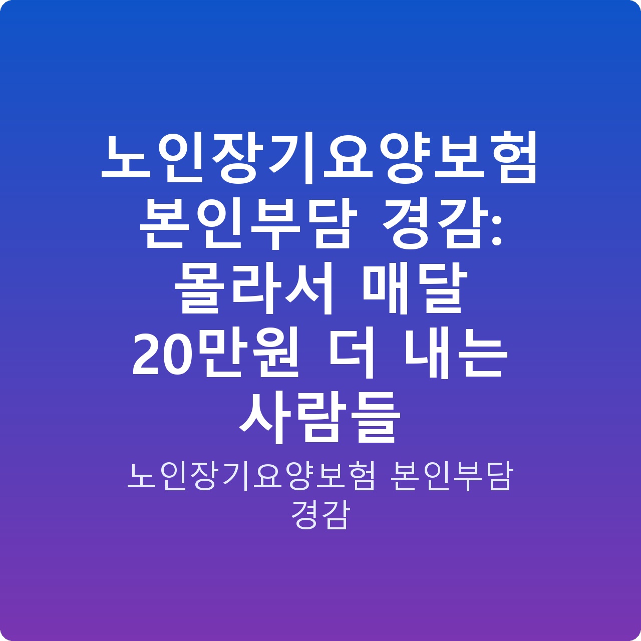 노인장기요양보험 본인부담 경감: 몰라서 매달 20만원 더 내는 사람들