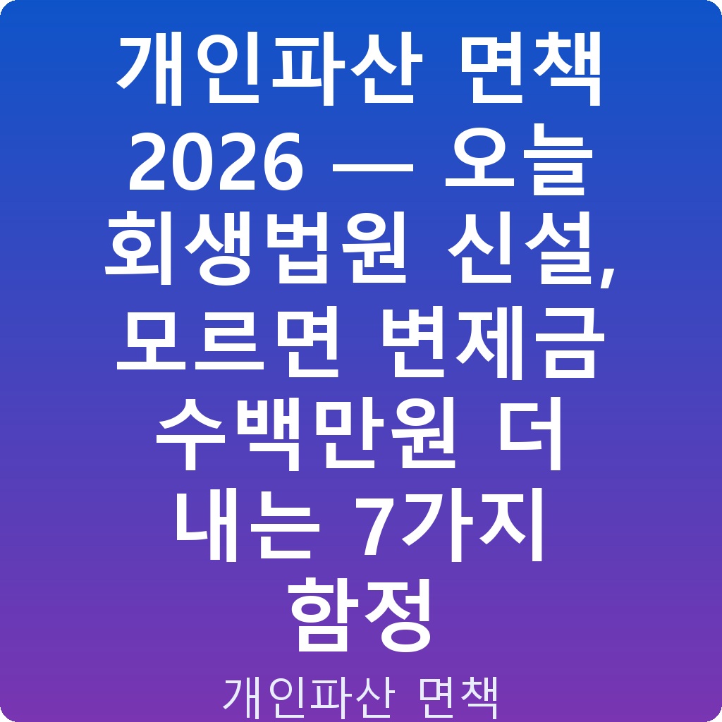개인파산 면책 2026 — 오늘 회생법원 신설, 모르면 변제금 수백만원 더 내는 7가지 함정