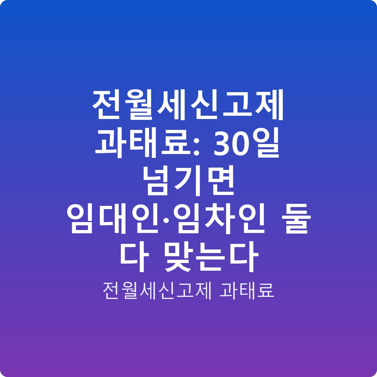 전월세신고제 과태료: 30일 넘기면 임대인·임차인 둘 다 맞는다