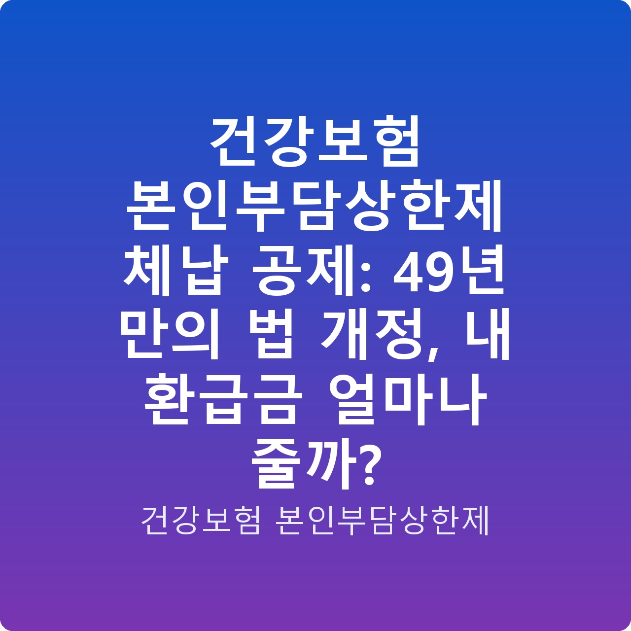 건강보험 본인부담상한제 체납 공제: 49년 만의 법 개정, 내 환급금 얼마나 줄까?