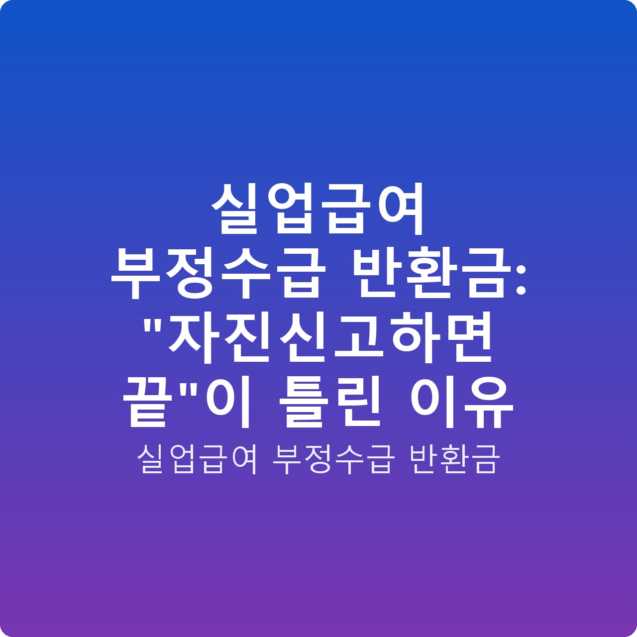 실업급여 부정수급 반환금: “자진신고하면 끝”이 틀린 이유 실업급여 부정수급 반환금: “자진신고하면 끝”이 틀린 이유