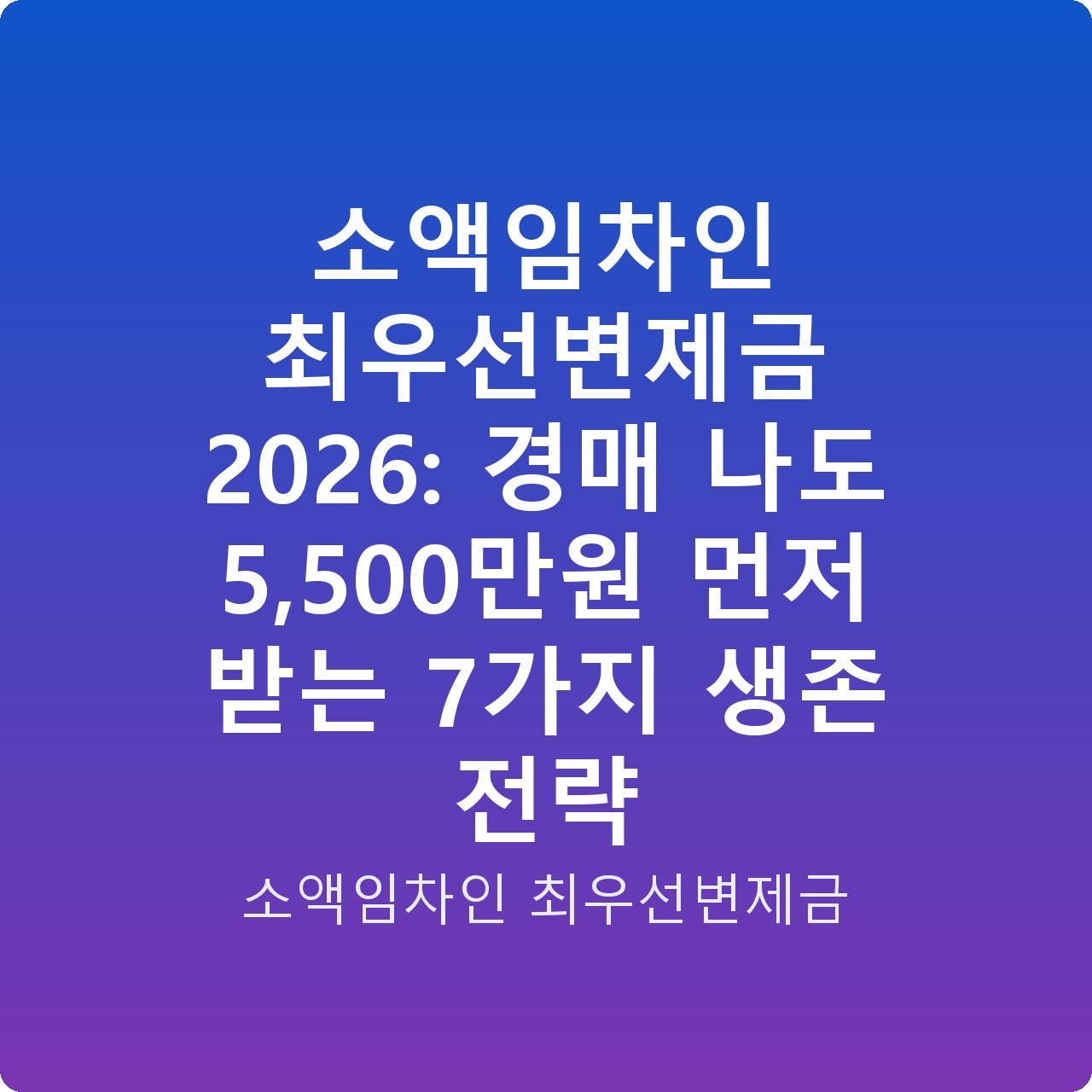 소액임차인 최우선변제금 2026: 경매 나도 5,500만원 먼저 받는 7가지 생존 전략