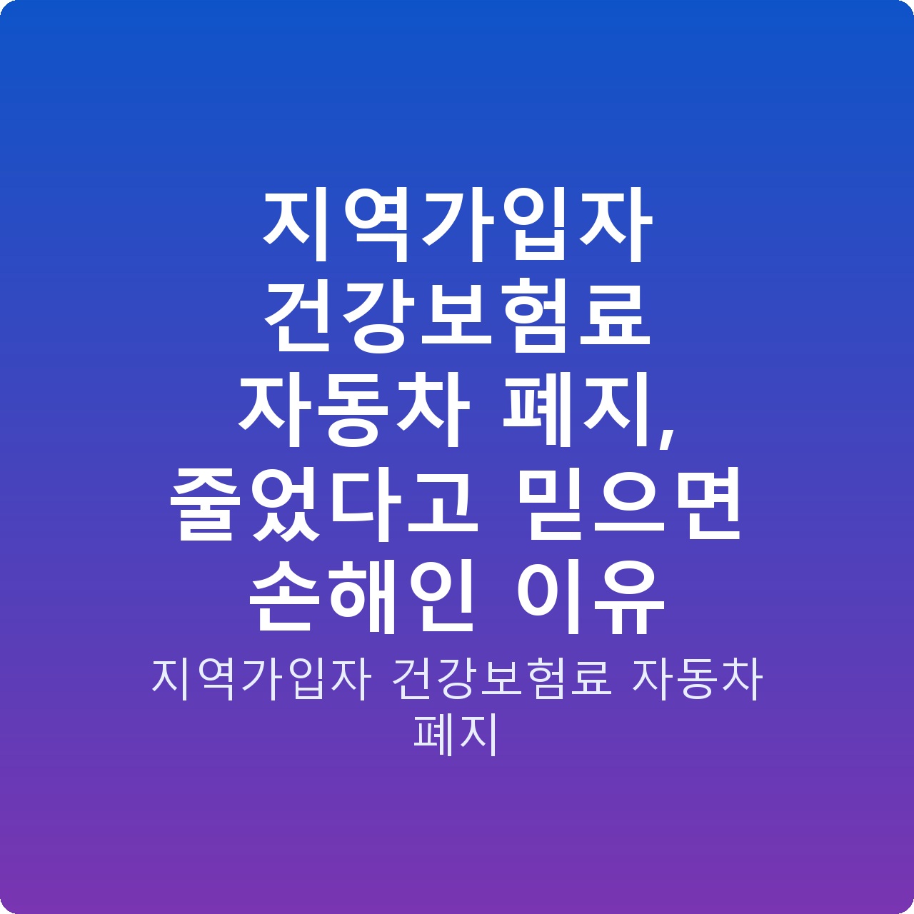 지역가입자 건강보험료 자동차 폐지, 줄었다고 믿으면 손해인 이유