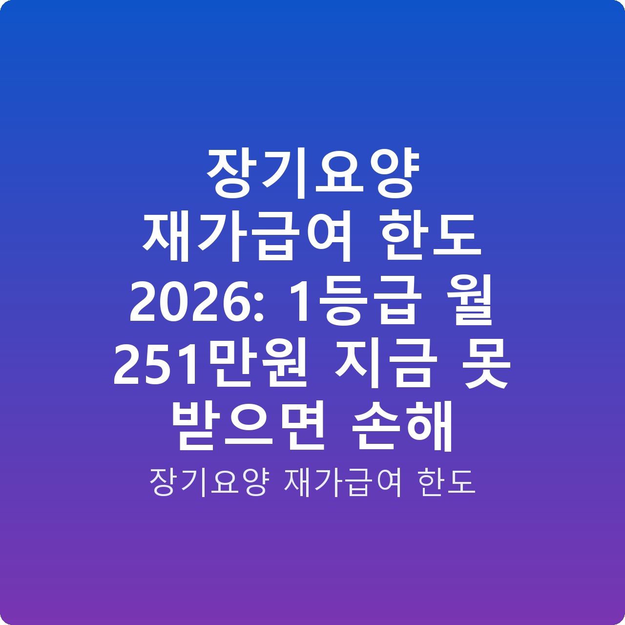 장기요양 재가급여 한도 2026: 1등급 월 251만원 지금 못 받으면 손해