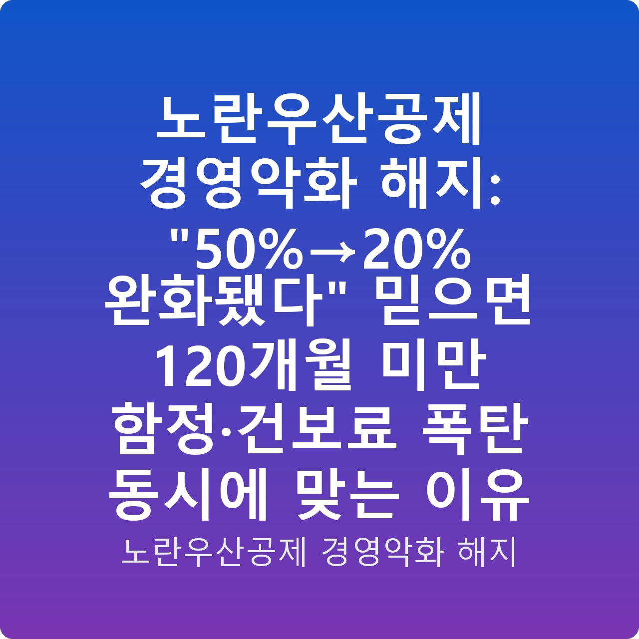 노란우산공제 경영악화 해지: “50%→20% 완화됐다” 믿으면 120개월 미만 함정·건보료 폭탄 동시에 맞는 이유