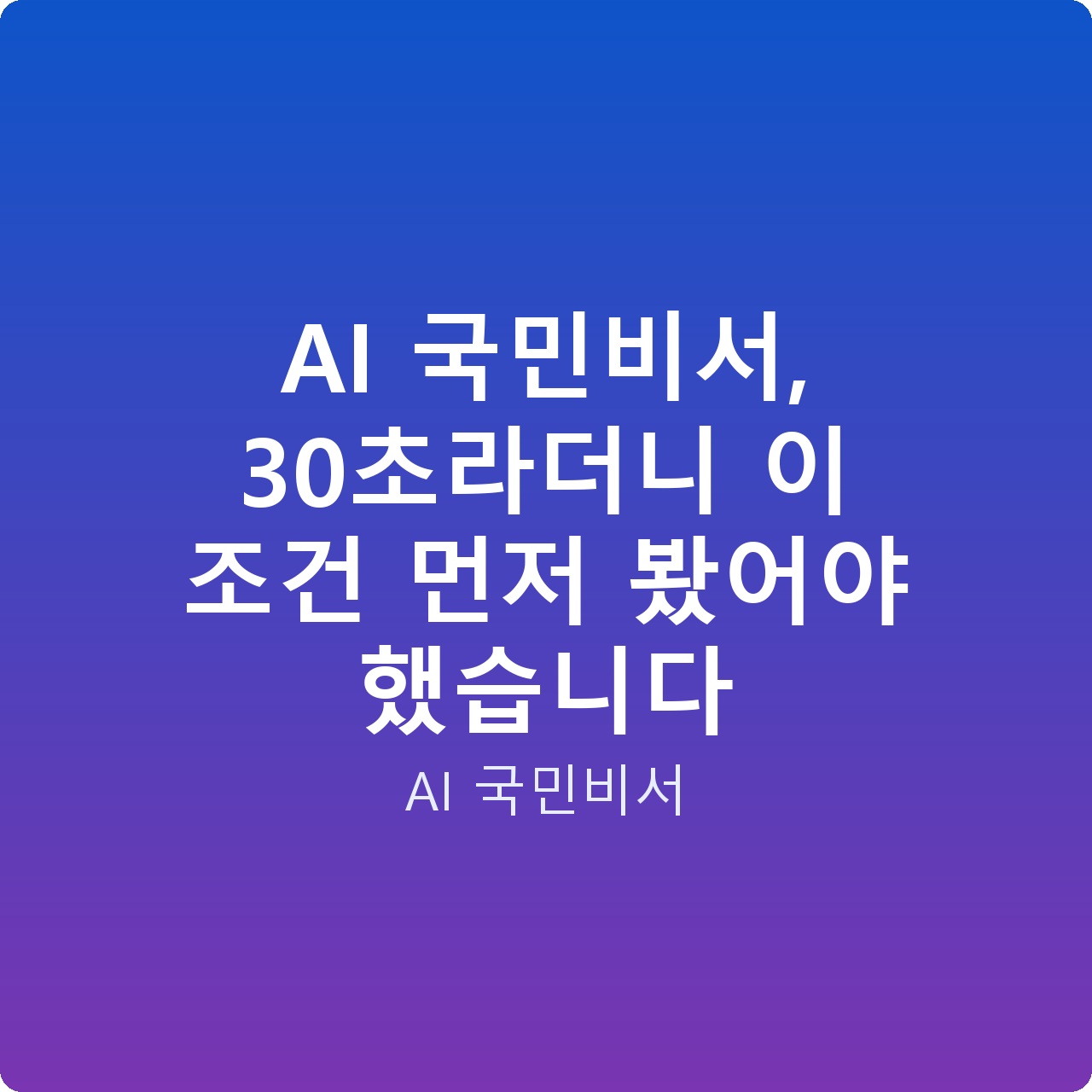 AI 국민비서, 30초라더니 이 조건 먼저 봤어야 했습니다 AI 국민비서, 30초라더니 이 조건 먼저 봤어야 했습니다
