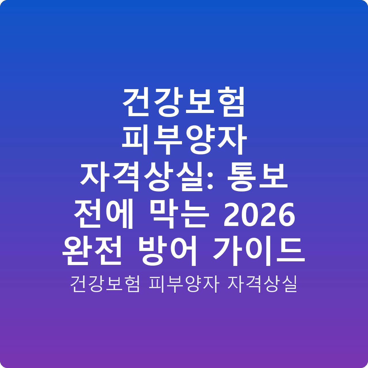건강보험 피부양자 자격상실: 통보 전에 막는 2026 완전 방어 가이드