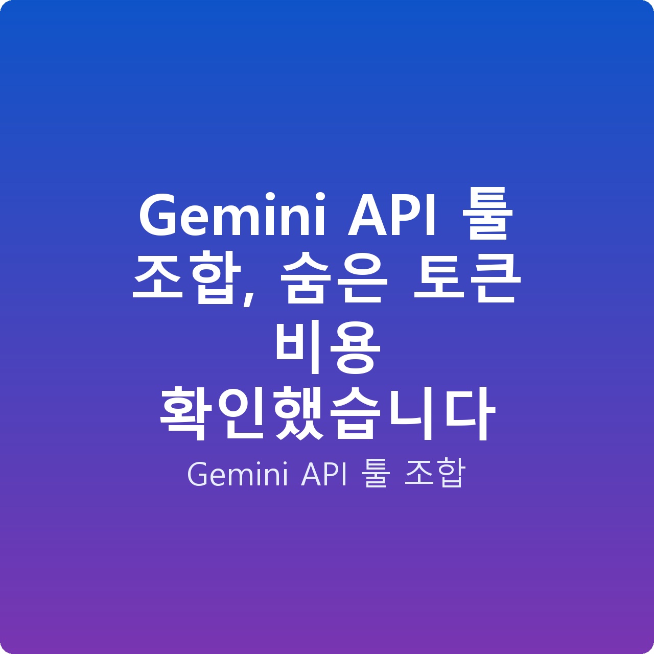 Gemini API 툴 조합, 숨은 토큰 비용 확인했습니다