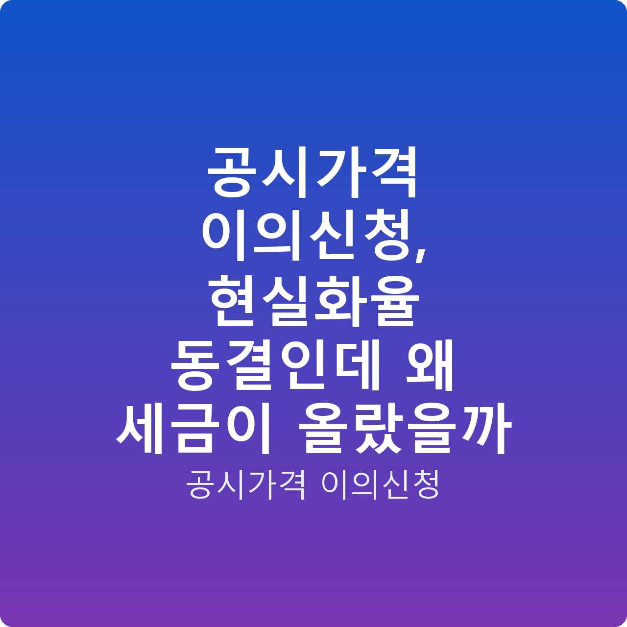 공시가격 이의신청, 현실화율 동결인데 왜 세금이 올랐을까