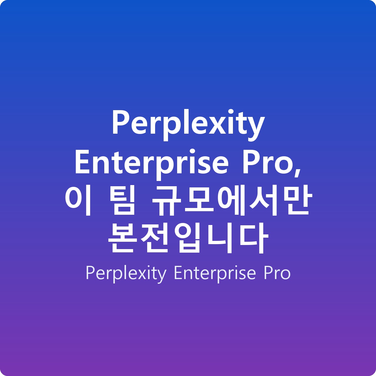 Perplexity Enterprise Pro, 이 팀 규모에서만 본전입니다
