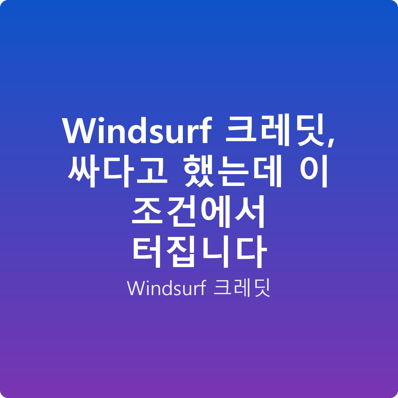 Windsurf 크레딧, 싸다고 했는데 이 조건에서 터집니다
