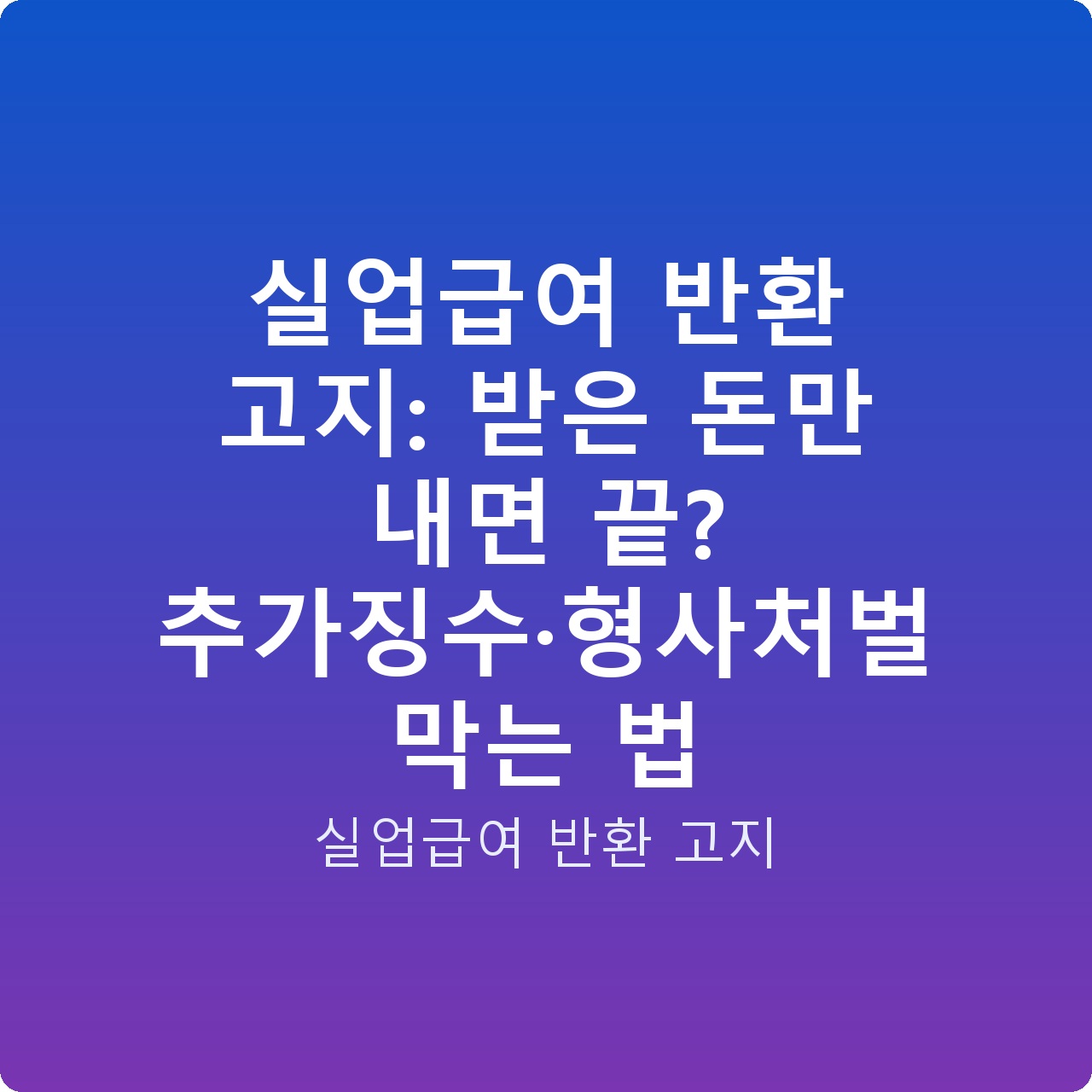 실업급여 반환 고지: 받은 돈만 내면 끝? 추가징수·형사처벌 막는 법
