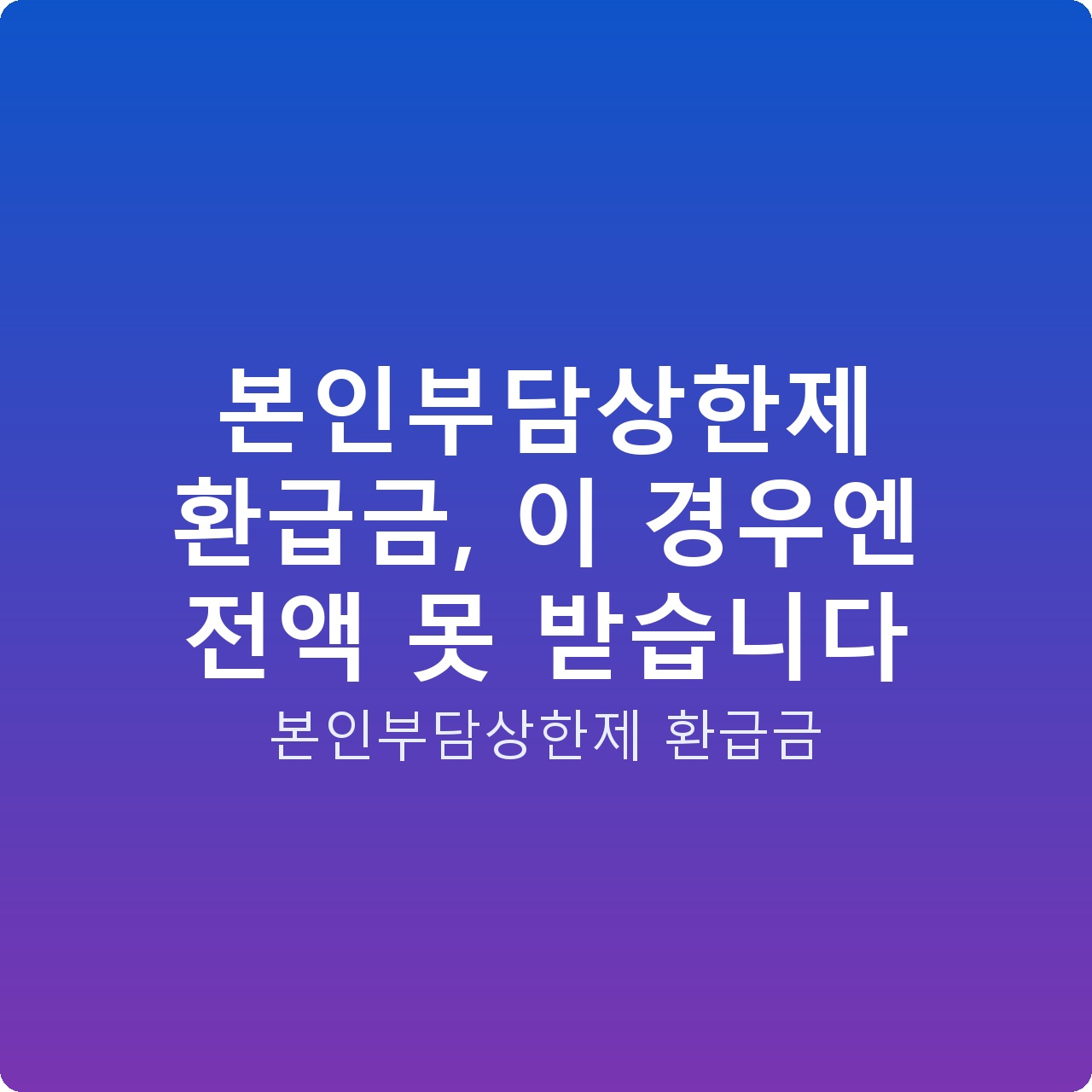 본인부담상한제 환급금, 이 경우엔 전액 못 받습니다 본인부담상한제 환급금, 이 경우엔 전액 못 받습니다