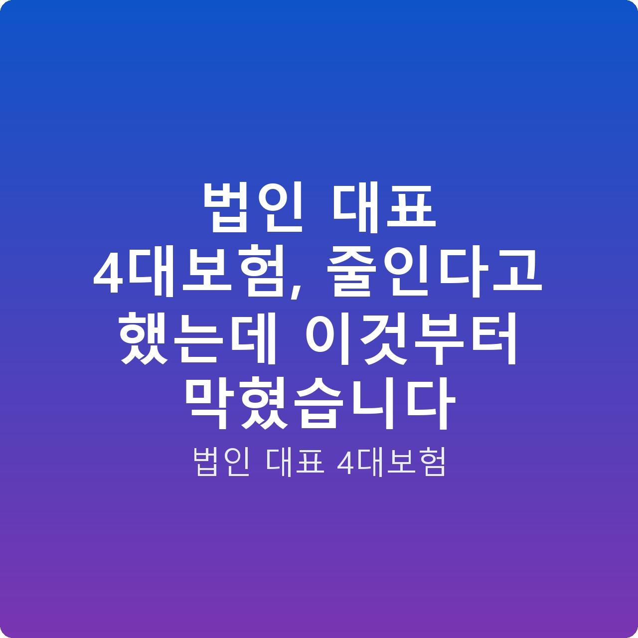 법인 대표 4대보험, 줄인다고 했는데 이것부터 막혔습니다