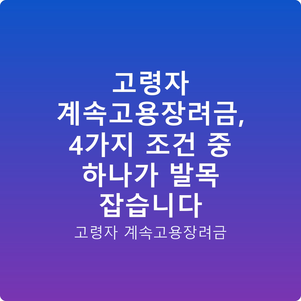 고령자 계속고용장려금, 4가지 조건 중 하나가 발목 잡습니다