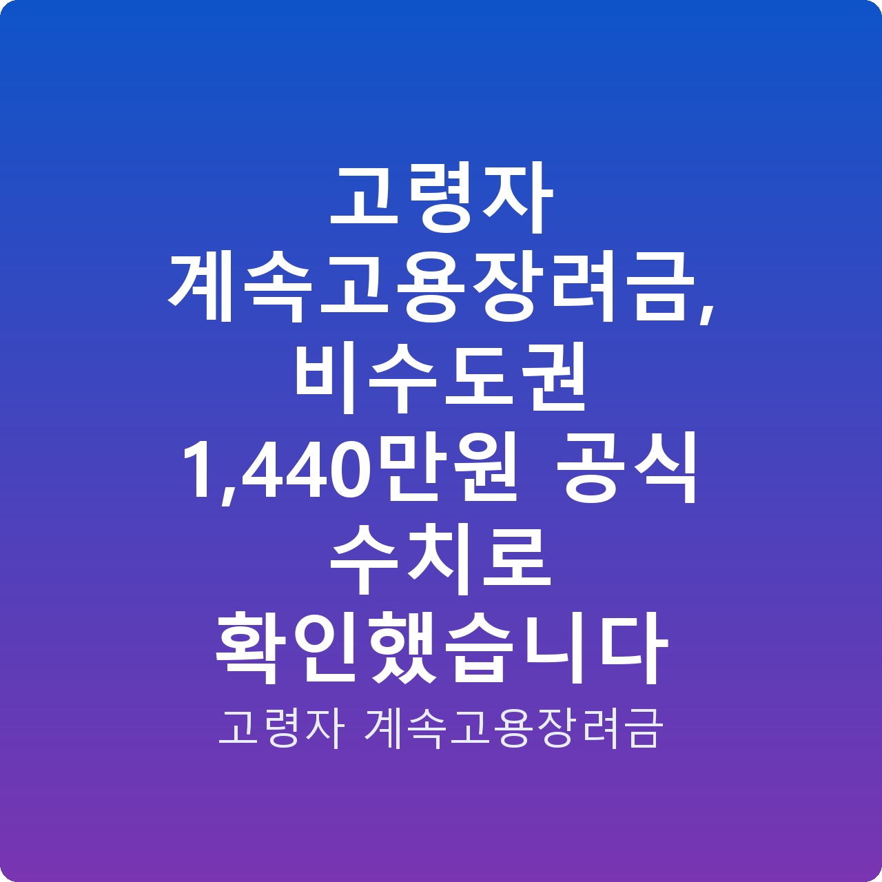 고령자 계속고용장려금, 비수도권 1,440만원 공식 수치로 확인했습니다