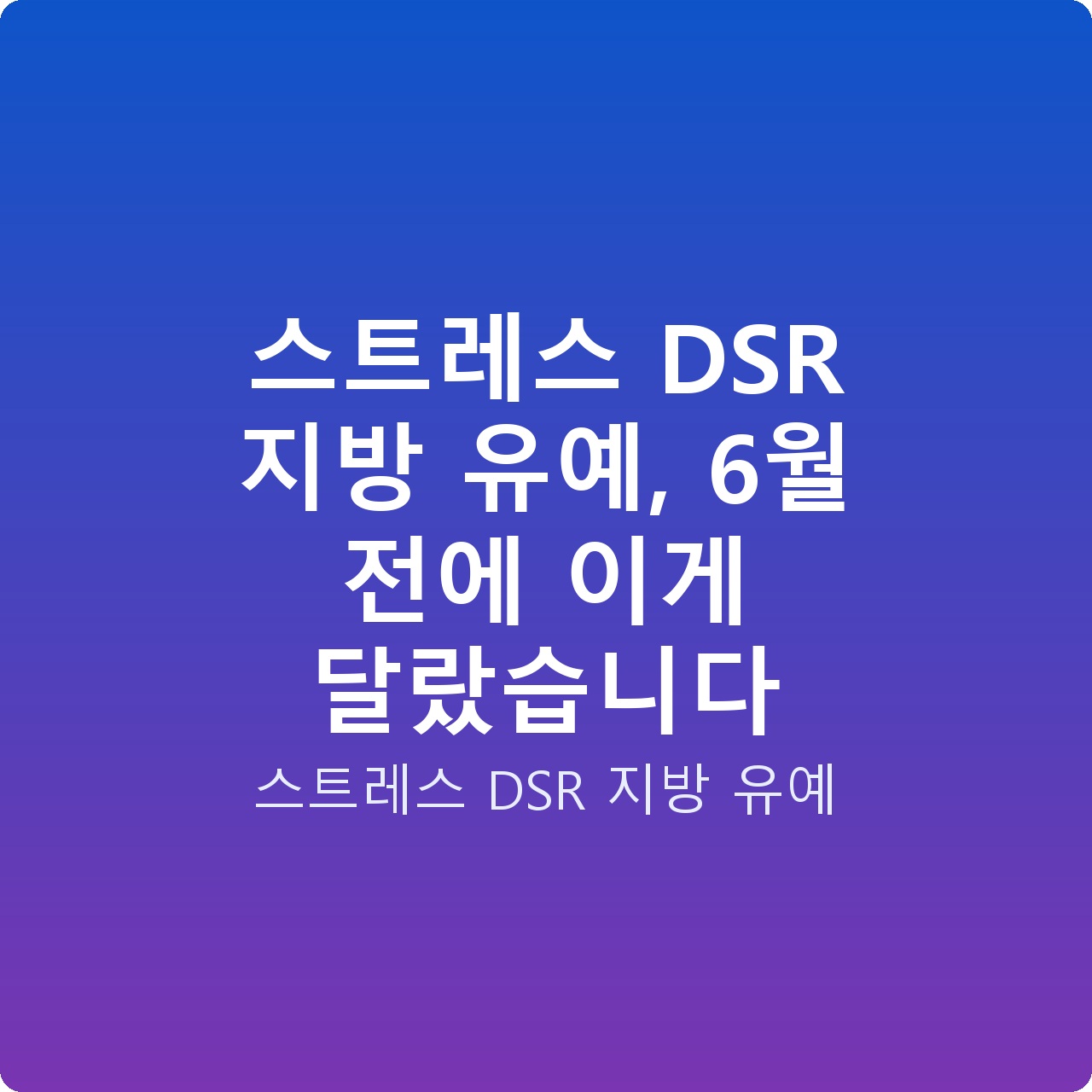 스트레스 DSR 지방 유예, 6월 전에 이게 달랐습니다