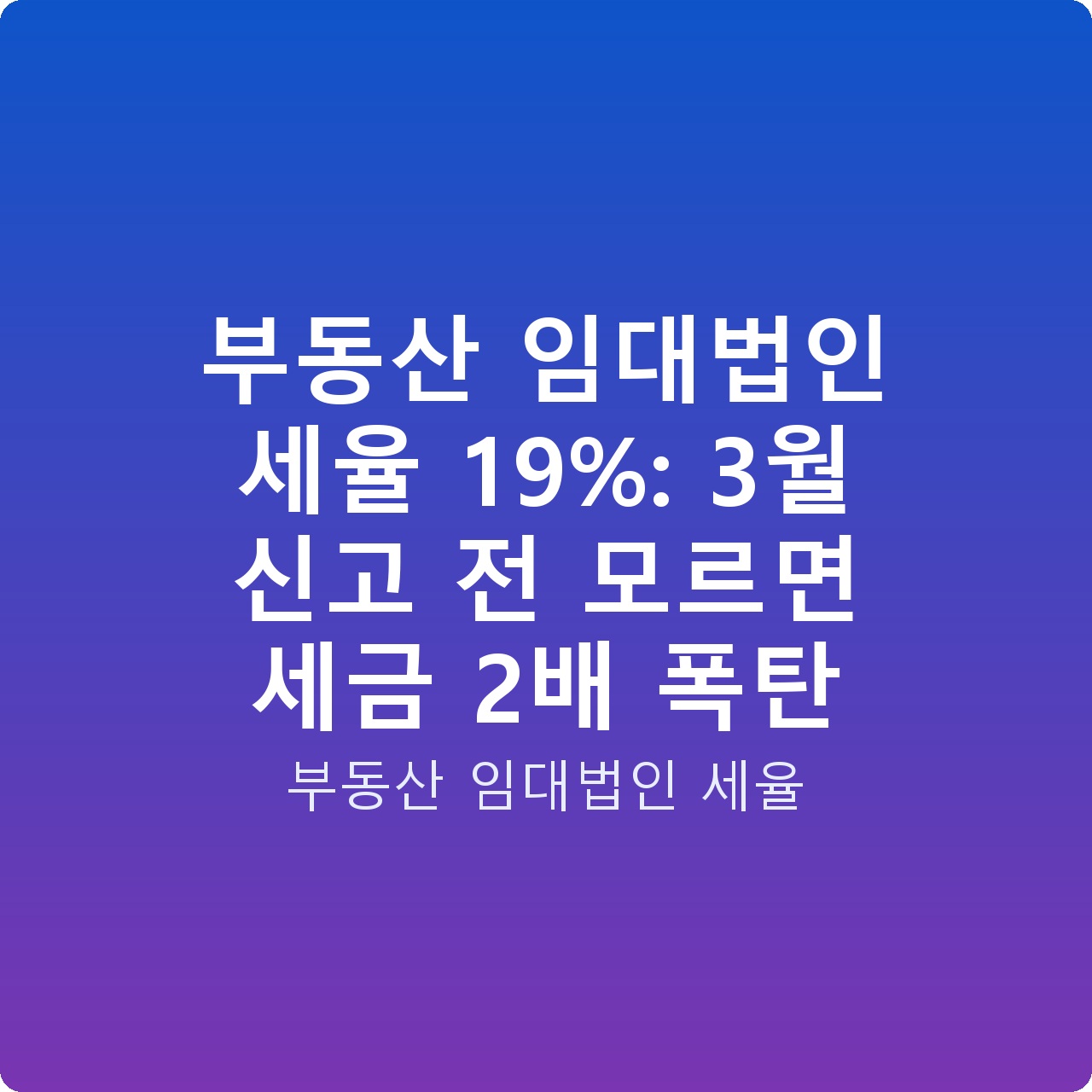 부동산 임대법인 세율 19%: 3월 신고 전 모르면 세금 2배 폭탄