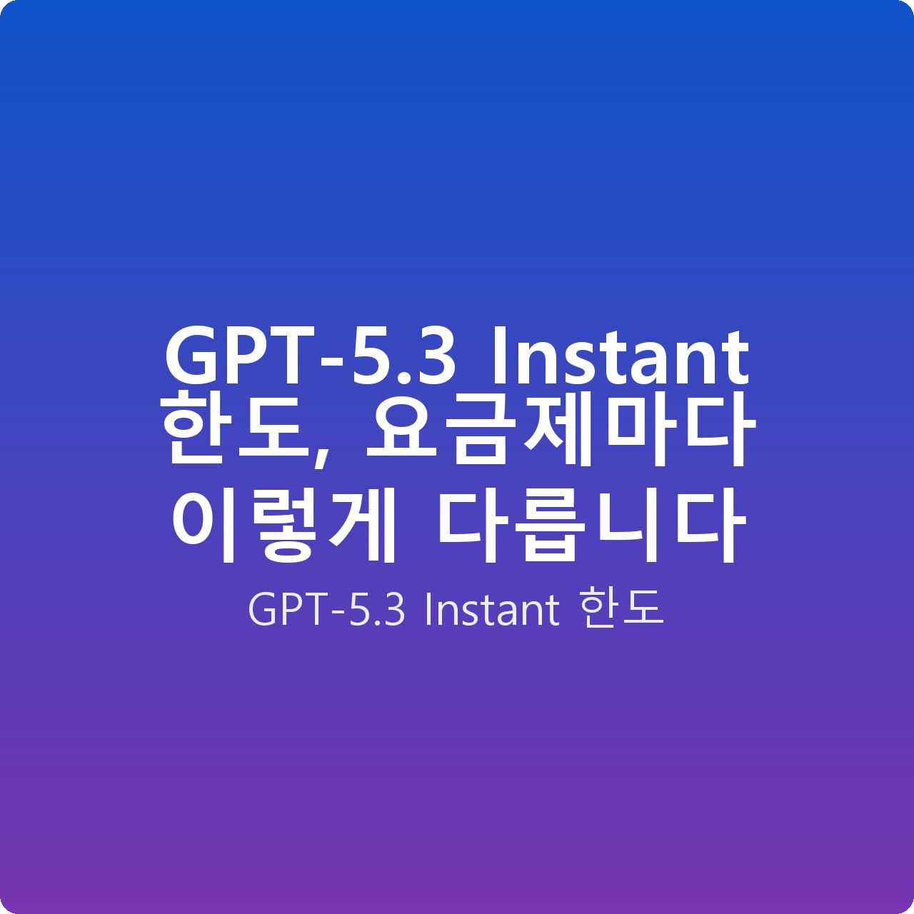 GPT-5.3 Instant 한도, 요금제마다 이렇게 다릅니다