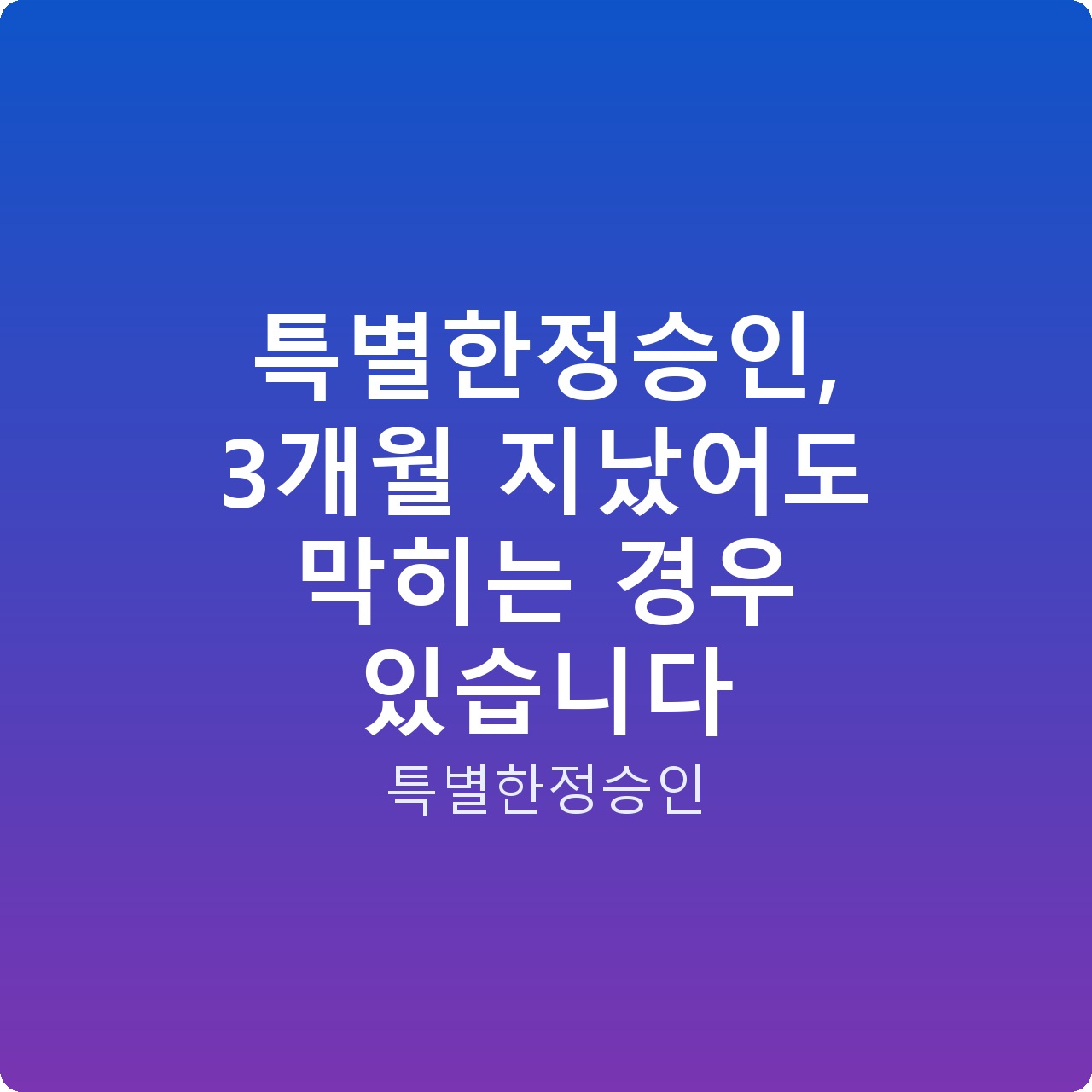 특별한정승인, 3개월 지났어도 막히는 경우 있습니다
